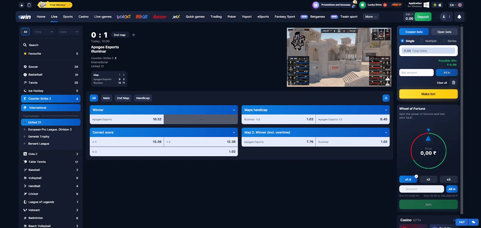 1win sports betting